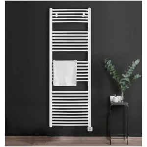 Sèche-serviettes Sonnenkönig Uni 3, blanc, avec serviette. Radiateur pour salle de bain et WC.