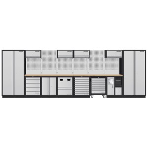 Kraftwerk Werkstatt-8er-Kombi Mobilio Silber (HxBxT) 200 x 591 x 48,8 cm