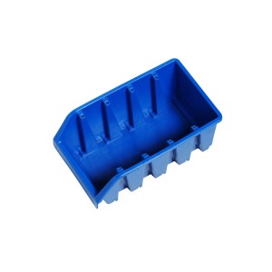 Blaue LUX Lagersichtbox Größe 4, stapelbar und zur Wandmontage geeignet.