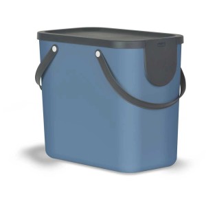 Blauer Rotho Albula Recycling Mülleimer mit Deckel und Tragegriffen, 25 Liter.