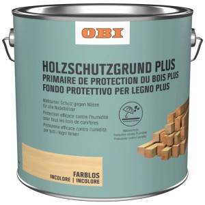 Dose OBI Holzschutzgrund Plus, farblos, für Nadelhölzer im Außenbereich.