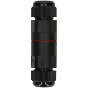 Connecteur de câble noir 3 pôles IP68 pour câbles flexibles en caoutchouc, 250V/16A.