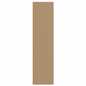 Pannello acustico Denpanels in rovere, feltro beige, anima marrone, 240x60 cm, per assorbimento acustico.