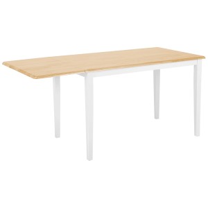 Table de salle à manger extensible blanche Beliani Louisiana en bois d'hévéa, largeur 120-160 cm.