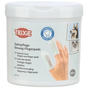 Trixie cuscinetti per la cura dentale del cane, 50 pezzi nel contenitore. Cuscinetti monouso per la pulizia dei denti.