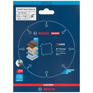 Disque à tronçonner Bosch Expert Multi Material X-Lock, diamètre 115 mm, pour meuleuses d'angle.