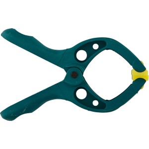 Pince à ressort Wolfcraft Microfix, écartement 3 cm, verte. Outil de serrage pour modélisme.