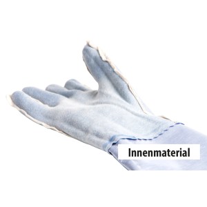 Guanto protettivo in PVC (68cm) con rivestimento in cotone, taglia 7.5 per giardinaggio.