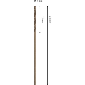 Foret hélicoïdal Bosch Pro Stainless Steel HSS-Co, diamètre 1 mm, pour métal.