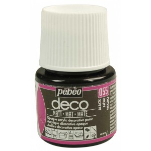 Pébéo Decofarbe matt Schwarz, 45ml Flasche, geeignet für viele Untergründe.