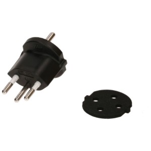 Adaptateur fixe noir Type12 avec joint pour prises suisses.