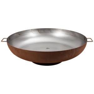 Brasero Nouvel Elegante en acier rouille, Ø 85 cm, avec poignées pour jardin et terrasse.