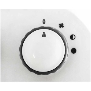 Bouton de commande pour chauffage Trisa : 0, ventilateur, réglages de chaleur.