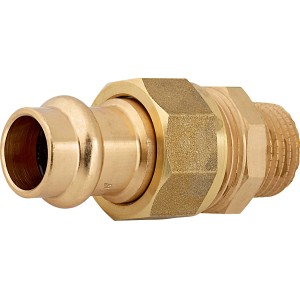 Raccordo a pressare in bronzo, 15 mm x 21 mm (R 1/2) per tubi in rame.