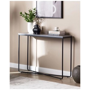 Console Beliani Lakota noire/aspect béton, buffet avec cadre en métal.