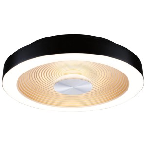 Plafonnier LED dimmable Volea noir et or avec design tridimensionnel.