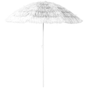 Ombrellone bianco in rafia Hawaii, Ø 160 cm, per balcone o giardino.