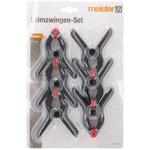 Jeu de serre-joints à ressort Meister, 6 pièces, 75 mm. Pince en plastique avec ressort en acier pour atelier et loisirs.