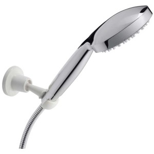 Support de douchette Diaqua blanc à montage dissimulé pour barres de douche.