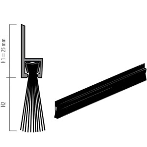 Image d'une brosse coupe-froid DT132, hauteur totale 50 mm, pour joints de porte.