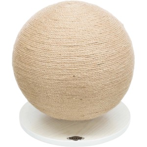 Balle à gratter Trixie sur socle en jute et bois, diamètre 29 cm, hauteur 31 cm.