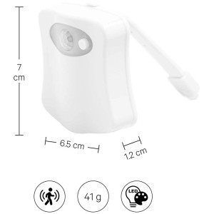 Luce notturna a LED bianca per WC con sensore di movimento, 7x6,5x1,2 cm, per una luce notturna piacevole in bagno.