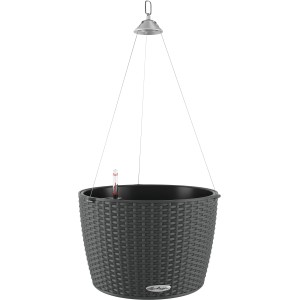 Cesto sospeso Lechuza Nido Cottage 35 in granito con gancio in acciaio inox, Ø 35 cm.
