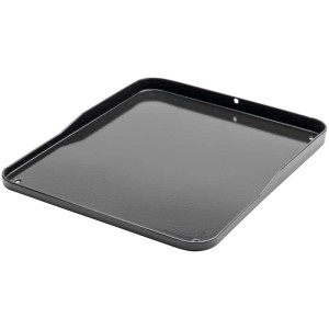Piastra universale Char-Broil Plus in acciaio smaltato con bordo rialzato per grigliate versatili.