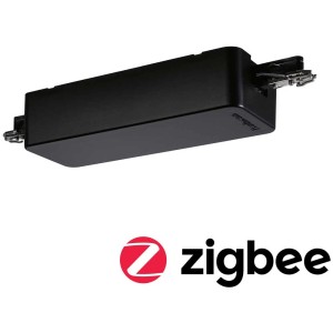 Adattatore Paulmann URail Dimm/Switch nero per sistemi a binario con logo Zigbee.