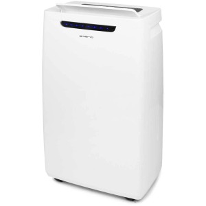 Déshumidificateur Emerio 20L blanc avec roulettes et affichage numérique. Idéal pour réduire l'humidité.