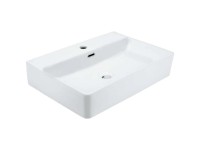 AquaSu® Puristischer Waschtisch Cavo Weiss mit Hahnloch/verchrom. Überlauf 60 cm AquaSu® Puristischer Waschtisch Cavo Weiss mit Hahnloch/verchrom. Überlauf 60 cm