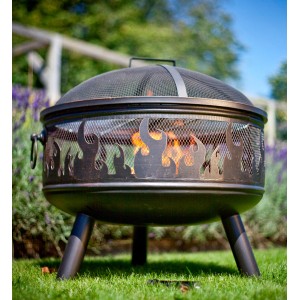 Brasero Buschbeck Wildfire avec motif de flammes et pare-étincelles.