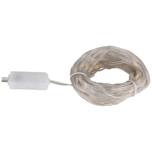 Striscia LED Globo bianca arrotolata con connettore USB-C, lunghezza 10 m.