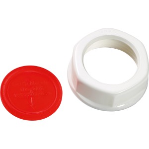 Bouchon de siphon en plastique 33,3 mm (G 1), rouge et blanc.