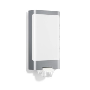 Applique d'extérieur LED Steinel L 240 en acier inoxydable avec détecteur de mouvement, design vertical.