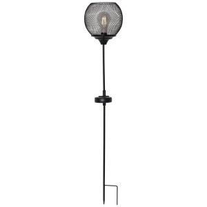 Schwarzer LED-Solargartenstab Sunlight-Path, 76 cm hoch, mit warmweissem Licht und Dämmerungssensor.
