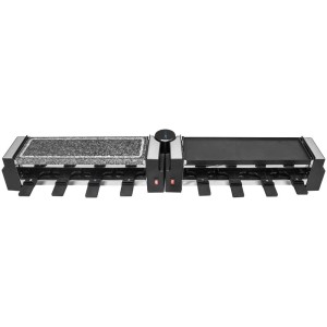 Clatronic RG 3678 raclette grill con pietra e piastra in ghisa per grigliare a basso contenuto di grassi.