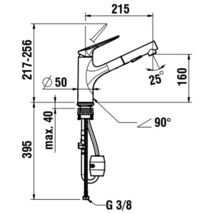 Miscelatore da lavello Laufen Twinpro con doccetta estraibilecromato21,5 cm