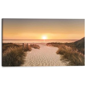 Quadro Deco Block: Sentiero sulla spiaggia al tramonto, 70x118 cm. Decorazione suggestiva per la tua casa.