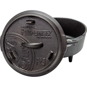 Petromax Dutch Oven FT3 nero con coperchio e piedini, 1,6 l. Ideale per cucinare all'aperto.
