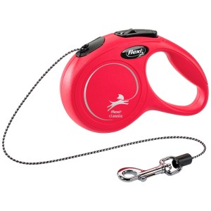 Guinzaglio per cani Trixie Rope Flexi New Classic rosso, taglia XS, 3 m con sistema frenante e strisce riflettenti.
