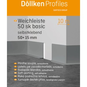 Plinthe d'angle grise autocollante, 48 mm x 13 mm, longueur 10 m.