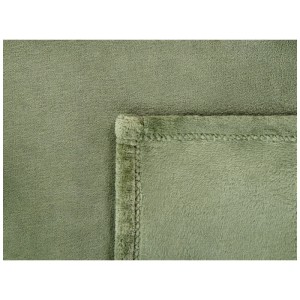 Coperta in pile verde Bayburt (150x200 cm) in poliestere, dettaglio della texture morbida e dell'orlo.