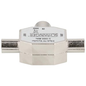 Schwaiger Distributore antenna a 2 vie in argento per connessione TV.