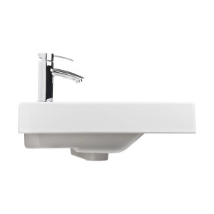 Vasque à main blanche Linha Weiss, 60x45 cm, avec robinet pour salles de bains modernes.
