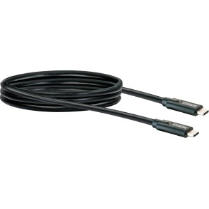 Cavo Schwaiger USB 3.2, 2m, nero, con connettori USB-C per computer e multimedia.