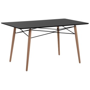 Table de salle à manger noire Beliani Biondi avec pieds en bois, rectangulaire, 4 personnes.