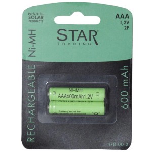 Batterie AAA ricaricabili, 1.2V, 600mAh, Ni-MH, confezione da 2