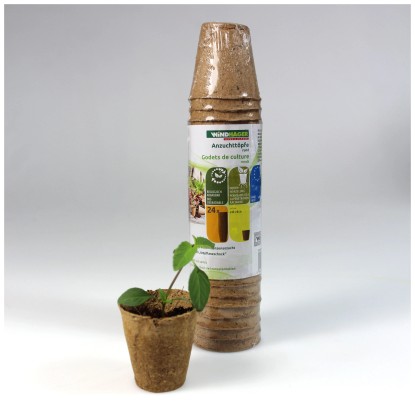 Windhager Anzuchttöpfe rund Holz Beige/Braun Ø 6 cm / 24 Stk.