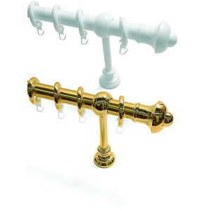 Set di bastoni per tende Gardinia Bifo, Ø 28 mm, in bianco e oro. Completo di anelli, supporti e terminali.